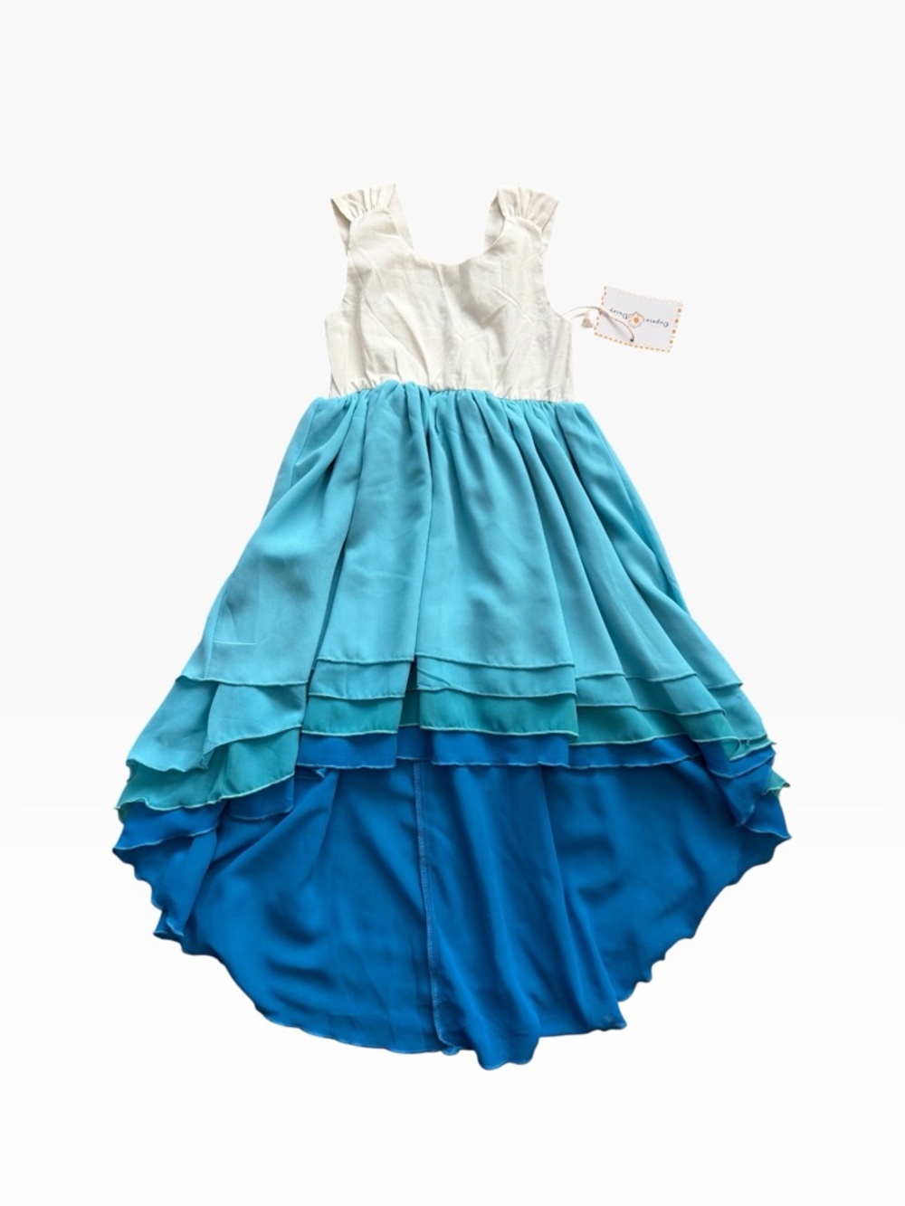Blue & Cream hi-low Dress - NWT